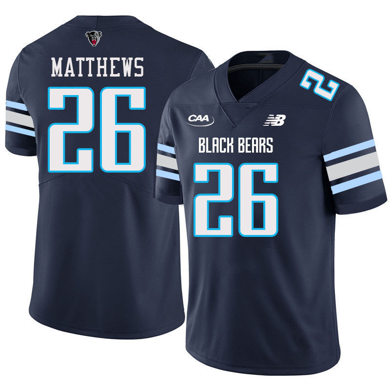 Men #26 Damon Matthews Maine Black Bears College Football Jerseys Stitched Sale-Navy